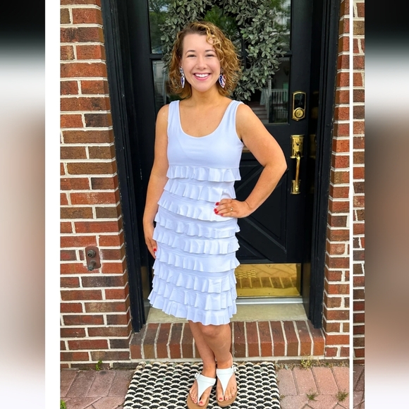 ISLE BY MELIS KAZAN Animal Print Ruffle Midi Dress. Size XS NWT - Picture 4 of 15